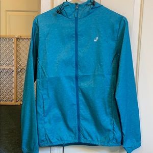 asics teal rain coat/wind breaker